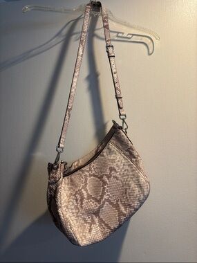 Python-Print Crossbody Bag in Taupe